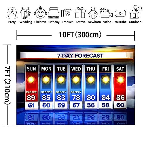 Weather Forecast Backdrop 10x7ft Seven-Day Broadcast Sunny Day Photo Background Business Study Portrait Studio Prop Wallpaper BJMYLU449 - size: vinyl-10x7ft