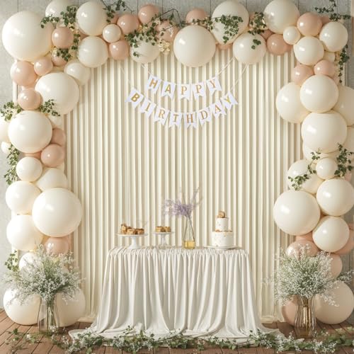 10ft x 10ft Light Beige Backdrop Curtains Panels for Party Wrinkle Free Fabric Backdrop Drapes Decorations Cloth for Wedding Baby Shower Photography Engagement Party Gender Reveal Background Curtain - color: Light Beige, size: W5' x H10'(2 panels)