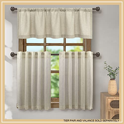 Farmhouse Kitchen Valance for Windows Burlap Primitive Cloth Linen Sheer Valance Curtain for Living Room Bathroom Laundry Country Rustic Neutral Cafe Curtain Small Boho Decor 18 inch Length Tan Beige - color: Linen