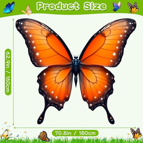 CHEPULA Butterfly Wings Backdrop Decoration Large Monarch Butterfly Photograph Background, 70.8in * 62.9in, Orange - color: Orange