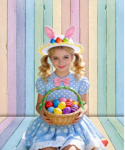 Colorful Wood Easter Backdrop 8x10FT Easter Pastel Rustic Texture Photography Background Spring Theme Party Backdrop Kids Adult Baby Shower Birthday Party Decorations Photo Props (96x120 inch) - size: 8x10ft: 96x120 Inch