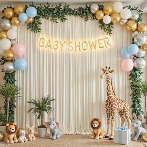 10x10ft Beige Backdrop Curtain for Parties Wrinkle Free Fabric Backdrop Curtain Wedding Photo Backdrop Drapes for Birthday Party Baby Shower Bridal Shower Photography Back Drop 2 Panels 5x10FT - color: Beige, size: 10 ft X 10 ft(2 Panels 5ft X 10ft)