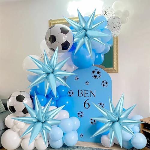 Light Blue Star Balloons, 72 PCS Big Foil Balloons Pearl Blue Explosion Spike Balloon for Baby Shower, Frozenn Party Decorations Supplies, Birthday Wedding - color: Pearl Blue, 26 Inch