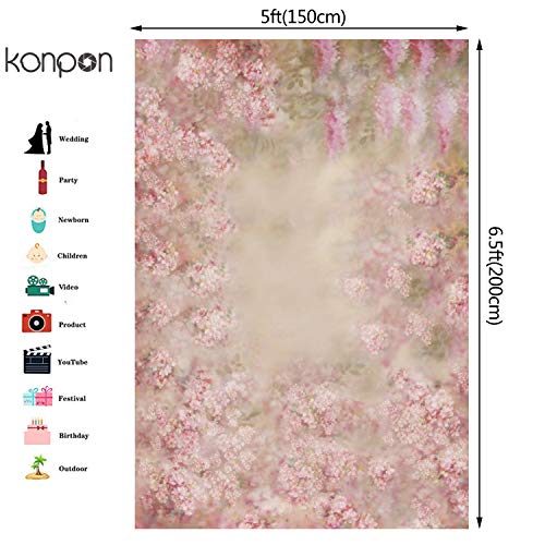 5x6.5ft Colorful Fantasy Background Pink Painting Flower Backdrop for Photography Baby Shower Backdrop Maternity Shoots Newborn Photo Studio Background Seamless