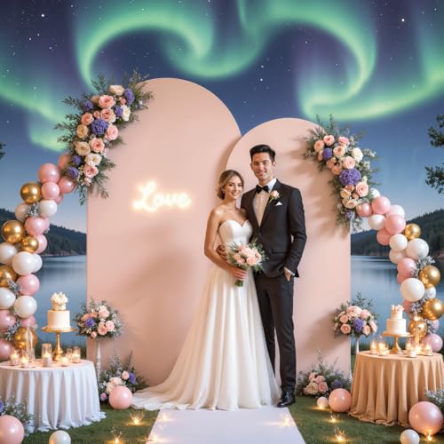 7.2FT 6FT Arch Backdrop Cover for Wedding, Set of 2 Stretchy Spandex Fitted Arch Stand Cover for Baby Shower, Birthday Party Decor, Chiara Backdrop Cover with Double-Sided Design(Dusty Pink) - color: Rose Pink