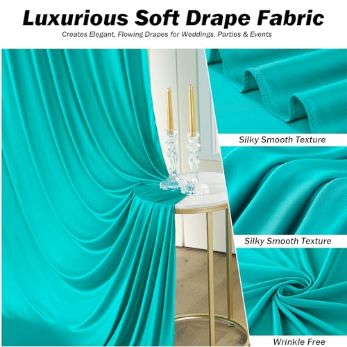 20ft×12ft Turquoise Backdrop Curtains for Wedding Parties, 4 Panels Wrinkle Free Polyester Photo Backdrop Drapes Back Drop Cloth for Birthday Photography Background - color: Turquoise, size: W5' x H12'(4 panels)