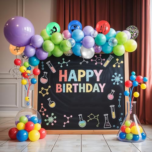 Science Party Balloons, 12 Inch Dark Light Blue Red Green Orange Metallic Silver Colorful Confetti Party Balloons for Boy Girl Science Birthday Party Decorations Baby Shower Lab Classroom Backdrop - color: Blue Green Silver