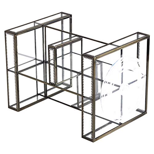 360 Rotating Glass Makeup Organizer, Spinning Vanity Cosmetic Storage with Multi-Layer Compartments, Luxury Countertop Rotating Makeup Holder for Skincare, Perfume, Cosmetics - color: Brass