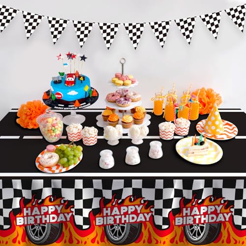 Gatherfun Car Birthday Decorations Kit: Car Theme Party Supplies, Includes 2-Pack Racing Car -Themed Tablecloths for Kids & Boys' Racing Car Birthday, Disposable Table Covers 54 x 108 Inch - style: Car