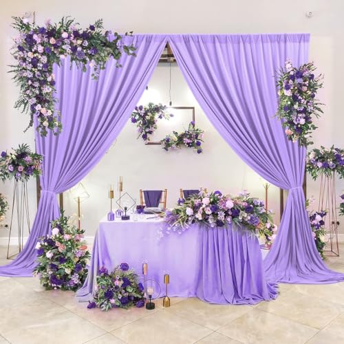 AK TRADING CO. 10 feet x 8 feet IFR Polyester Backdrop Drapes Curtains Panels with Rod Pockets - Wedding Ceremony Party Home Window Decorations - Lavender - color: Lavender, size: 10 ft x 8 ft
