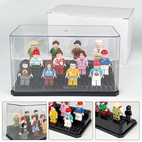 Acrylic Minifigure Display Case Stackable Action Figures Blocks Display Box, Clear Dustproof Display Case Box for Lego Lovers - color: Black, size: Medium 4 Pack