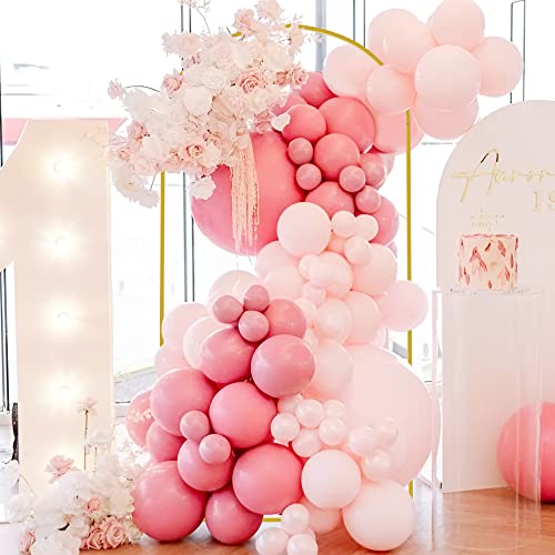 Wokceer 7.2 FT Wedding Arch Stand and Arch Cover, Metal Arch Backdrop Stand with Arch Stand Cover for Birthday Party Wedding Ceremony Bridal Baby Shower Event Decor, Pale Pink - color: Pale Pink, size: 7.2x4FT