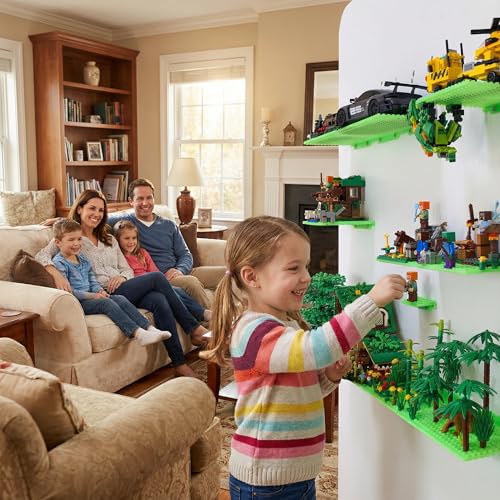 6 Wall Display Shelf for Lego Bricks, 4x5 inch Dual-Sided Floating Shelves with 16x13 Studs 4.8-4.9mm, Supports Up to 2 lbs with Screw, Baseplate Wall Mount for Builders Room Decor, Glow in The Dark - color: Glow in the Dark