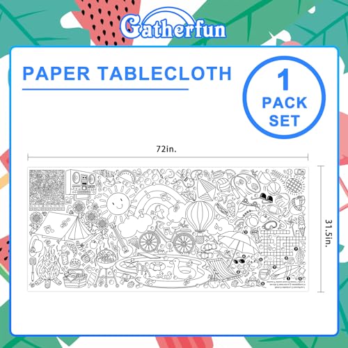 Gatherfun Giant Coloring Poster for Classroom - 31.5x72 Versatile Summer Activity Poster/Table Cover for School Parties, Birthday & Special Events Decoration - style: Summer beach