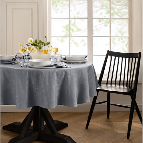 Elrene Home Fashions Continental Solid Texture Water, Stain & Wrinkle Resistant Tablecloth, 70" Round, Gray - color: Grey, size: 70" (Round)