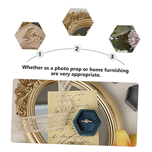 VALICLUD Retro Mirror Props Vintage Hand Mirror Elegant Decorative Tray for Wedding Home Office Hotel
