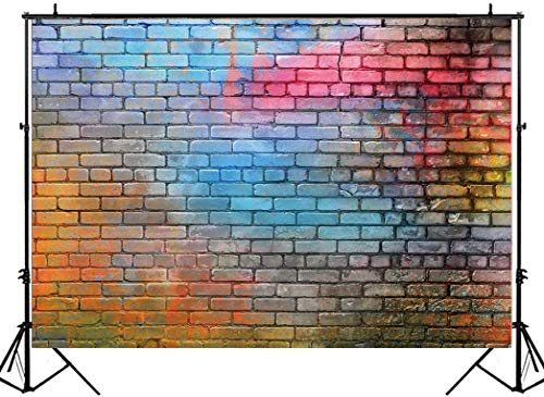 8x6ft Colorful Brick Wall Photo Backdrop Baby Birthday Wedding Party Photography Background Decor Studio Photo Booth A081… - size: 8x6ft