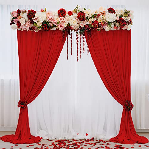 Red Backdrop Curtains 2 Panels 5ft x 10ft Polyester Photo Backdrop Drapes for Wedding Christmas Party Decorations - color: Red, size: 2 Panels 5ft X 10ft