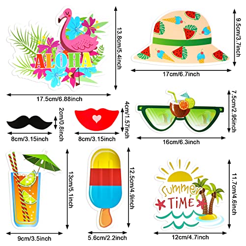 PHOGARY Hawaiian Luau Photo Booth Props Kit, 29pcs Multicolored Tropical Photo Props with Pineapple Pattern for Summer Hawaiian Luau Pool Beach Birthday Wedding Party