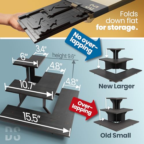 DS THE DISPLAY STORE Corner Black Wooden Tiered Display Stand for Vendor Events, Display Shelves for Craft Shows, Farmers Market, Tradeshows, Earring Display, Card and Sticker Stand, Candle display - color: Black