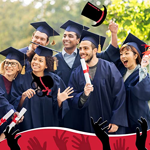 Zonon 24 Pcs Funny Photo Booth Props:Birthday Wedding Graduation, Family Reunion, Class Reunion, Easter, Prom Disco Party Celebration Decoration Supplies - Mix of Hats,Lipstick,Tie(Red and Black) - color: Red and Black