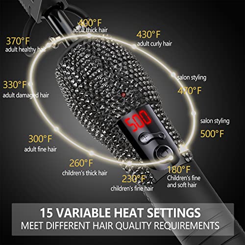 DAN Technology LCD Screen Digital Display Diamond Shaped Hot Comb, Black, 13.1 x 2.3 inches, 500 Degree Plug in Hot Comb with Adjustable Temperatures, Temperature Lock, Suitable for All Hair Types - color: Black
