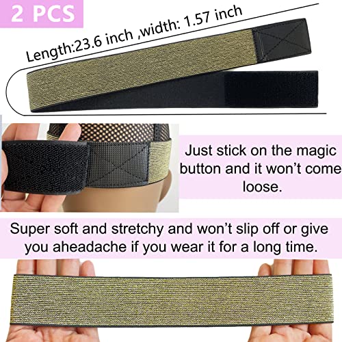 Elastic Bands for Wig Grip - Lace Melting Edge Wrap, Adjustable Magic Buckle to Lay Edges, 2 Pcs Wig Accessories - color: Gold, size: 1 Count (Pack of 4)