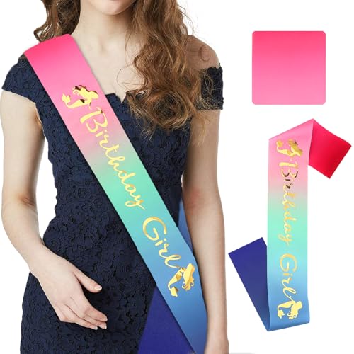 CIEHER Birthday Sash Birthday Girl Sashes for Women Girls Mermaid Bday Decorations - color: Multi-colored