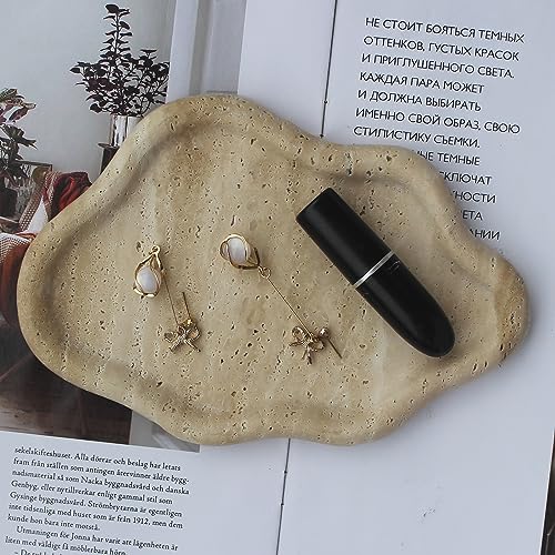 Natural Travertine Tray Cloud Shape, Jewelry Dish Trinket Dish, Key Tray for Women Gift Home Décor - color: Beige Travertine