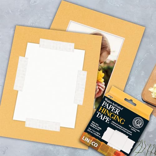 Lineco, Archival Water Activated Paper Hinging Tape, Acid-Free with Neutral pH, for Hinging Art Photo Matboard, 1 Inch x 130 Feet, Pack of 1 - size: Pack of 1
