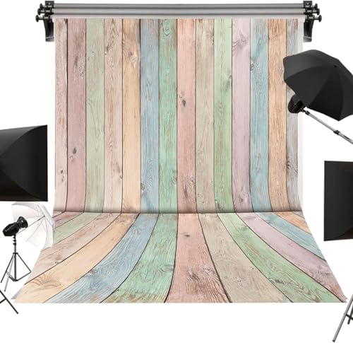 Colorful Wood Backdrop 6x8FT Easter Pastel Rustic Wooden Photography Background Easter Baby Shower Birthday Party Decorations Portrait Photoshoot Studio Props - size: 6x8FT