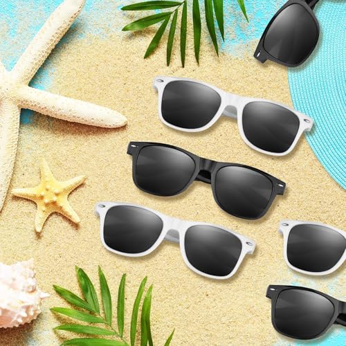 ASTARON Sunglasses Bulk, 6/12/24/48 Pack Sunglasses Party Favors for Summer Beach Pool Birthday Wedding Party Supplies - color: Black and White