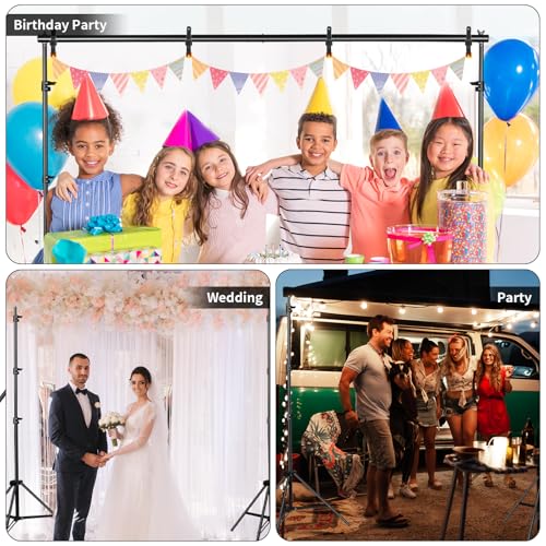 10x10FT Adjustable Photography Backdrop Stand Kit Photo Studio Background Support with 4 Crossbars 6 Clamps 2 Sandbags