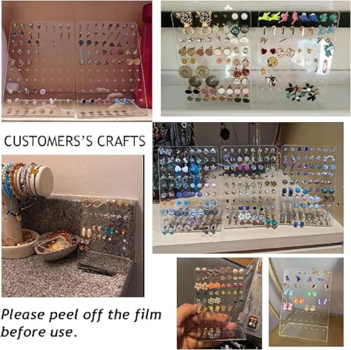 BWESOO White Earrings Stand Display Showing Showcase Rack Ear Cuff Studs Holder Hanger Hook 72 Holes 36 Pairs 72 Holes translucent Jewelry Towers