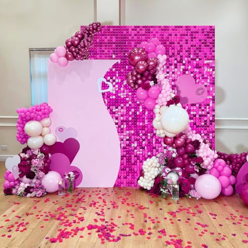 Hot Pink Shimmer Wall Panels Sequin Wall 6FTx4FT Glitter Background for Disco Party Wedding Anniversary Girls Birthday Bridal Shower Decorations - color: Hot Pink, size: 6ftx4ft