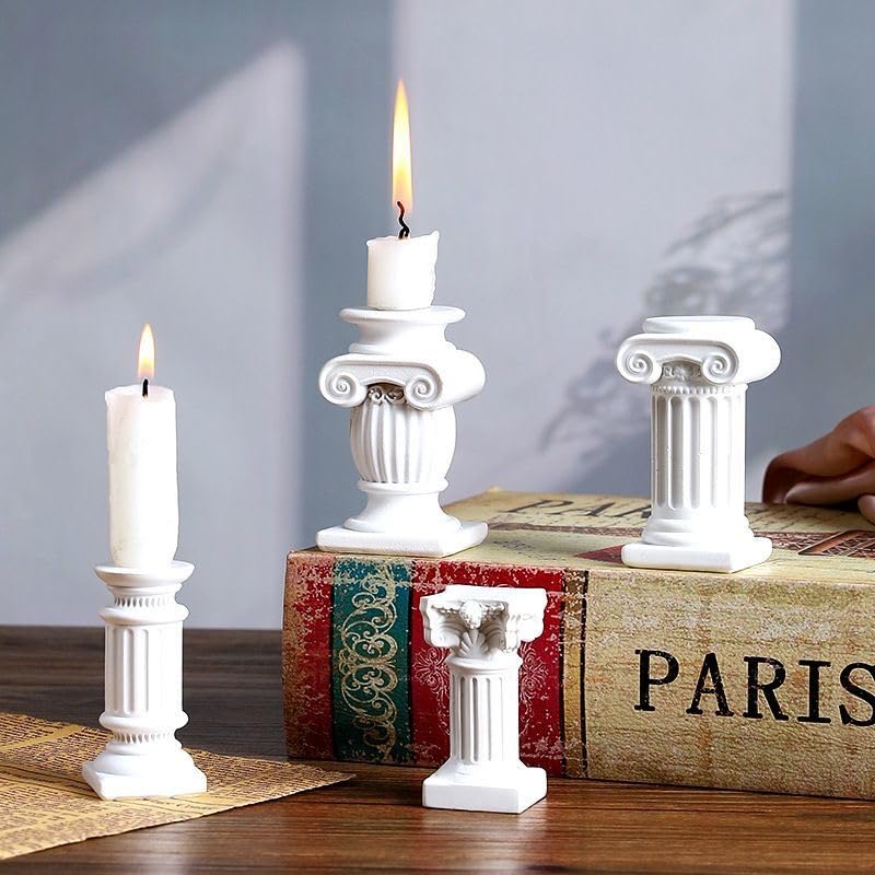 Mini Nordic Resin Roman Column, Greek Sculptural Angel Display, Photo Props, Candle Holder, Sketching Art Teaching Tools (Doric (White) - 7.5cm) - color: Doric (White) - 7.5cm
