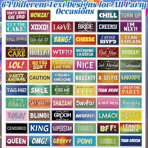 AceOrbit 64 Designs Funny Photo Booth Prop for All Occasion Double Sided 11x5.5'' Photobooth Props Sign Decor DIY Waterproof Selfie Sign for Wedding Graduate Birthday Party Supplies(Classic Style) - style: Classic Style