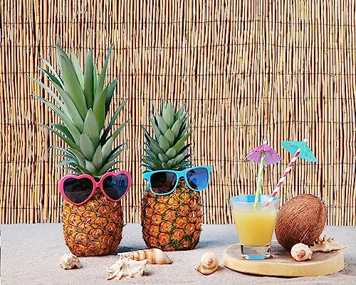 Hawaiian Beach Reed Backdrop Aloha Luau Party Tiki Bar Decorations Polyester Fabric Photography Backdrop for Photoshoot (8 x 6ft) - size: 8 x 6ft