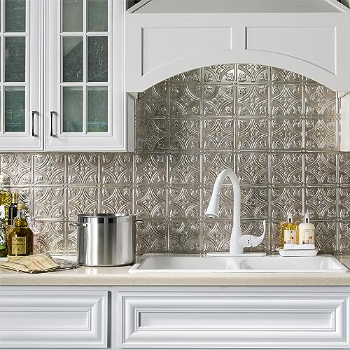 FASÄDE Traditional Style/Pattern 1 Decorative Vinyl 18in x 24in Backsplash Panel in Vintage Metal (5 Pack) - color: Vintage Metal, size: 5 Pack