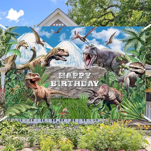 Happy Birthday Dinosaur Backdrop 10x5 FT Jurassic Theme Jungle Party Backdrops Decor Banner Birthday Party Backdrop Supplies for Kids Green - color: Dinosaur C, size: 10x5 FT