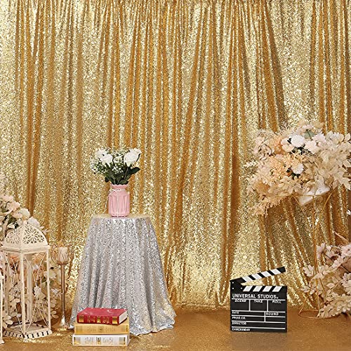 Poise3EHome Gold Sequin Backdrop, 6FT x 8FT Glitter Curtain for Weddings, Parties, Photo Booth Decor - color: Golden, size: 6x8 ft