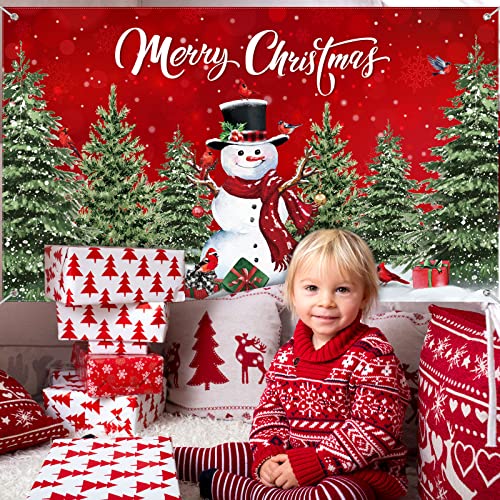 Irenare Christmas Backdrop Merry Christmas Banner Party Decoration Xmas Photography Background Photo Props for Winter Holiday New Year Eve Family Party Decoration Supplies(Snowman) - style: Snowman