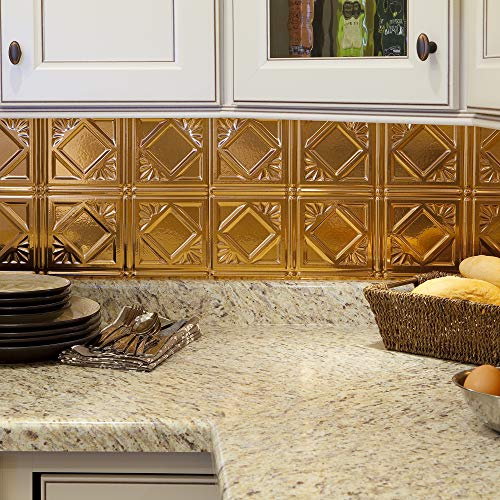 FASÄDE Traditional Style/Pattern 4 Decorative Vinyl Backsplash Panel in Polished Copper (6X6 Inch Sample) - color: Polished Copper, size: 6X6 Inch Sample