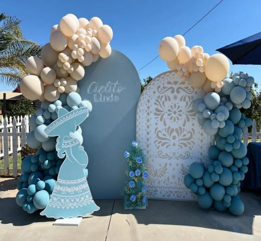 Dusty Blue Cielito Lindo Arch Backdrop Covers Mexican Theme Fiesta Wedding Parties Decoration Baptismx Baby Shower Birthday Party Supplies(Stand is not Included) (3x5ft(90x150cm),G-4038) - color: G-4038, size: 3 x 5 ft