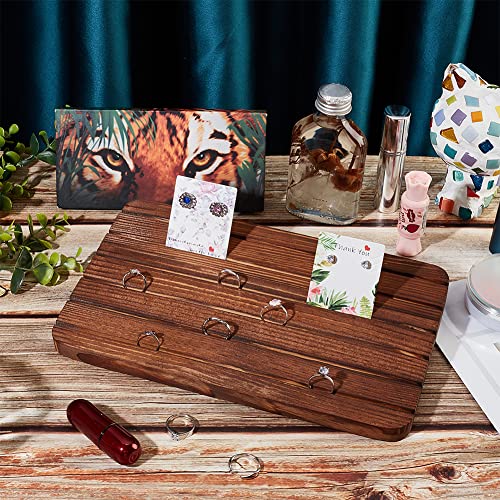 NBEADS Wood Earring Display Stands, 6 Slots Brown Jewelry Earring Ring Display Holder Wood Earring Card Holder Business Card Holder Display for Home Office Retail Store, 10.8x6.69 - color: 6 Slots Wooden Brown 10.8x6.69"