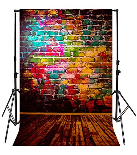 AOFOTO 6x8ft Graffiti Brick Wall Photography Background Grunge Colored Texture Backdrop Party Decoration Punk Music Rock Vocal Concert Trendy Hip Hop Stylish Art Portrait Photo Studio Props Wallpaper - size: 6x8ft