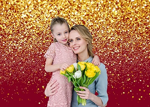 8x6ft Red Glitter Backdrop Birthday Gold Spots Bokeh Wedding Prom Graduation Photography Background X-126 - color: Red, size: 8X6ft
