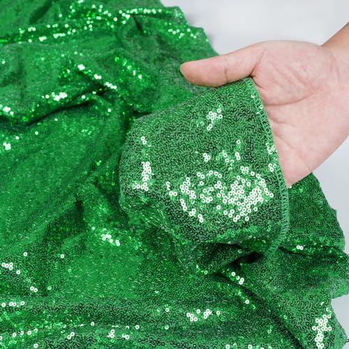 PartyDelight Green Sequin Backdrop Curtains 2x8ft 2 Panels - High Density 3mm Shimmer Sequin Background Sparkly Photography Drapes for St. Patrick's Day, Safari Theme, Forest Event Decor - color: Green, size: 24"W x 96"L (Pack of 2)