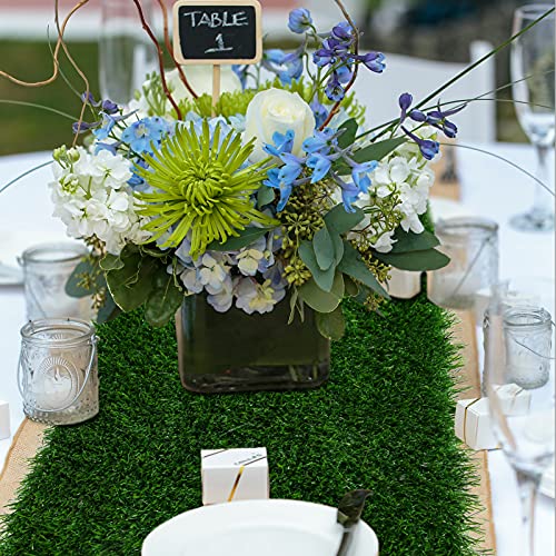 XLX TURF Green Grass Table Runner 12 x 132 Inch, Artificial Greenery Table Centerpiece Tabletop Decor for Wedding, Birthday Party, Banquet, Baby Shower - size: 12 x 132 Inches / 1PC