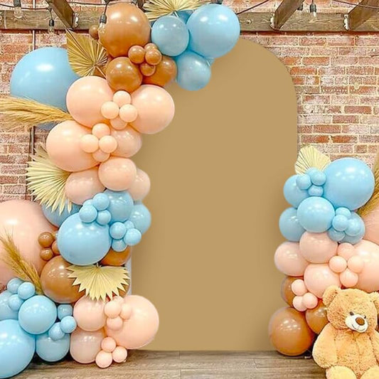MODFUNS Brown Arch Cover 4x7.2ft Arch Backdrop Cover Fitted Spandex Arch Covers Khaki Backdrop Covers Vintage Stretchy Arch Stand Covering for Wedding Birthday Banquet Party Arch Decor - color: Khaki, size: 4 FT x 7.2 FT